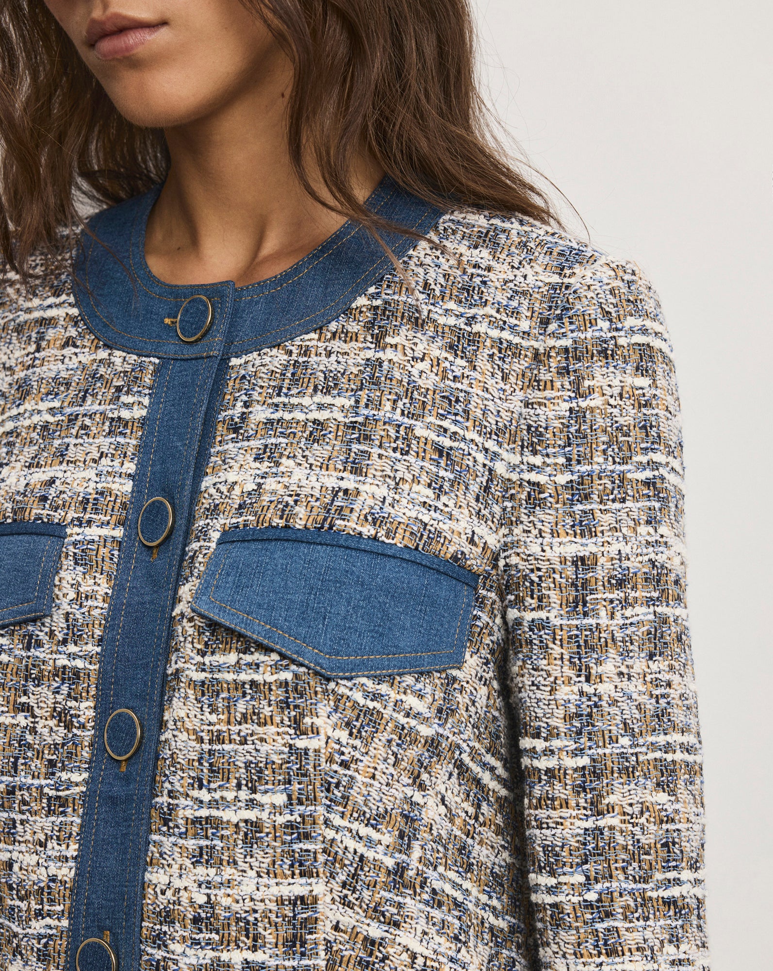Ainslie Tweed Jacket in Navy Multi & White | Veronica Beard