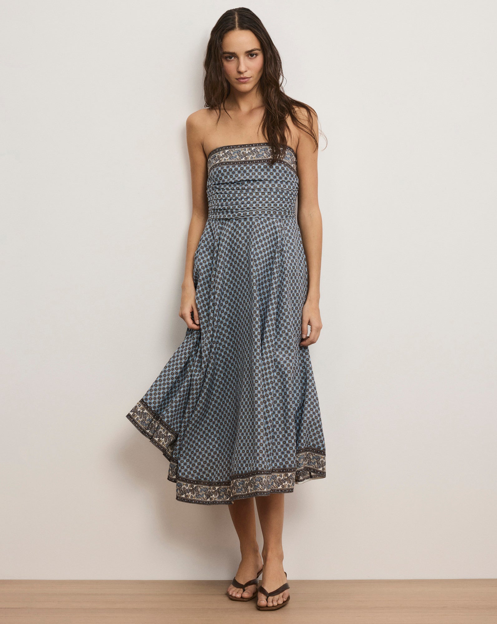 Lana Scarf-Print Midi Dress in Blue Jay Multi | Veronica Beard