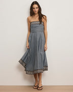 Veronica Beard Lana Scarf-Print Midi Dress - Blue Jay Multi