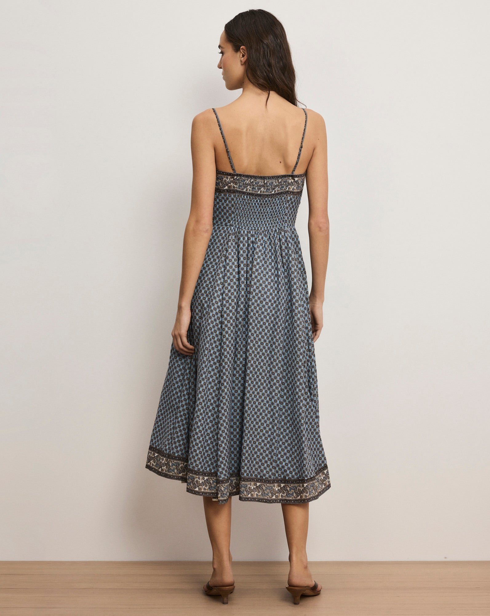Veronica Beard Lana Scarf-Print Midi Dress - Blue Jay Multi