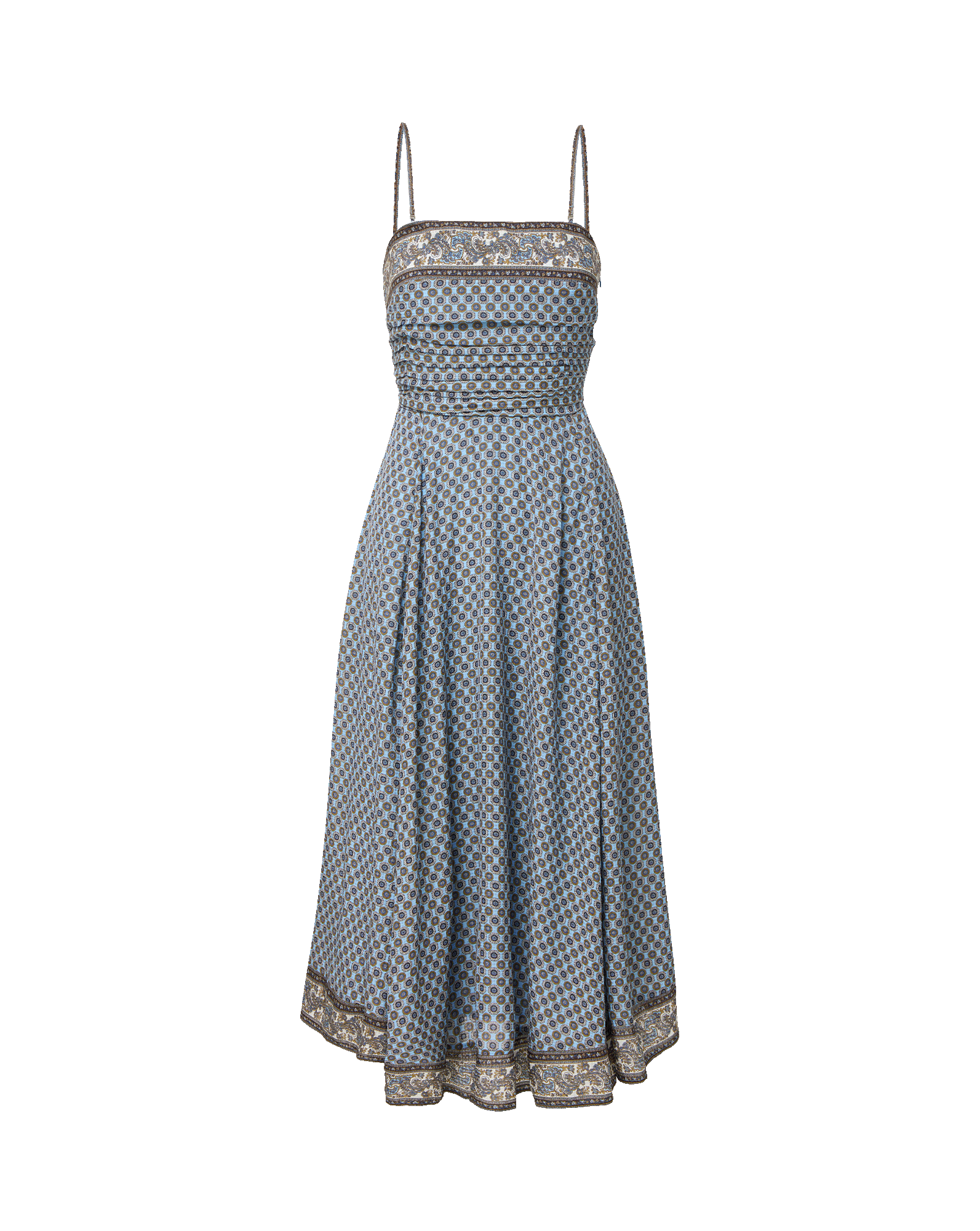 Veronica Beard Lana Scarf-Print Midi Dress - Blue Jay Multi