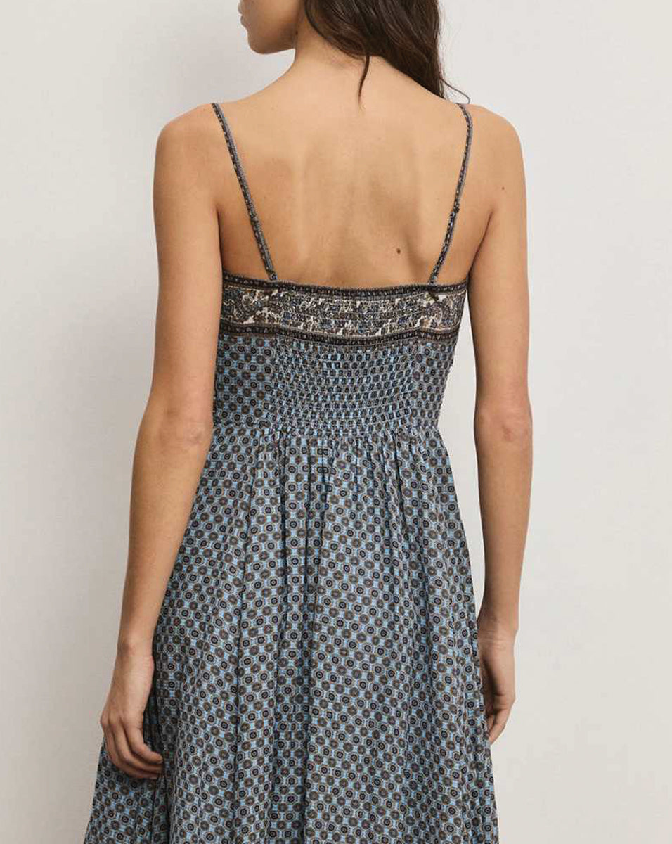 Lana Scarf-Print Midi Dress in Blue Jay Multi | Veronica Beard