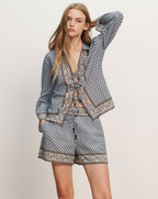 Veronica Beard Eva Scarf-Print Blouse - Blue Jay Multi