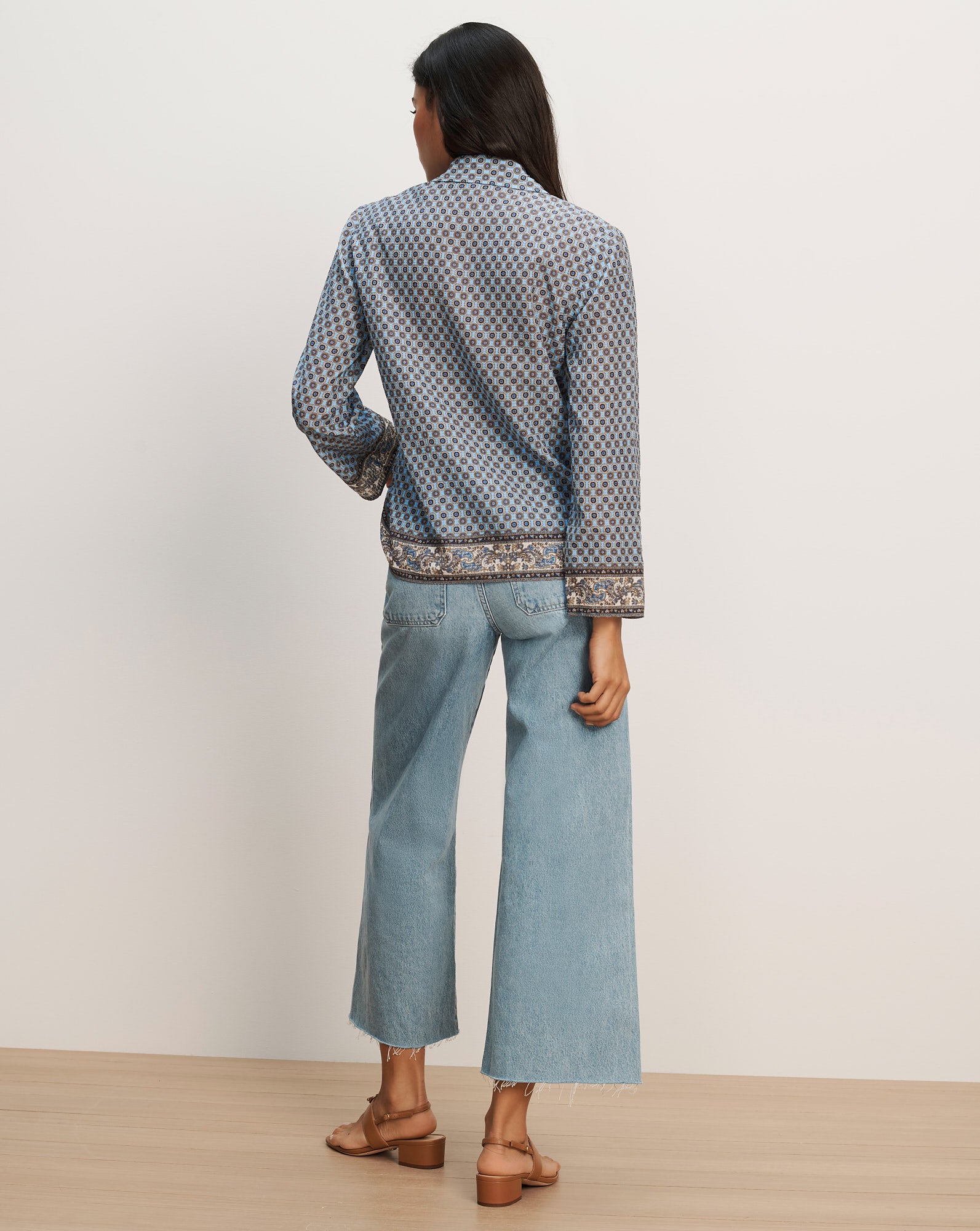 Eva Scarf-Print Blouse in Blue Jay Multi | Veronica Beard