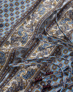 Veronica Beard Blue and white paisley print cotton dress with beaded ties.