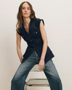 Veronica Beard Pendle Tailored Vest - Navy