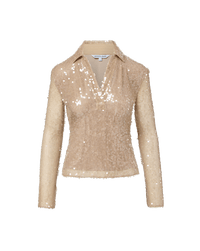 Veronica Beard Meryl Sequin Blouse - Champagne
