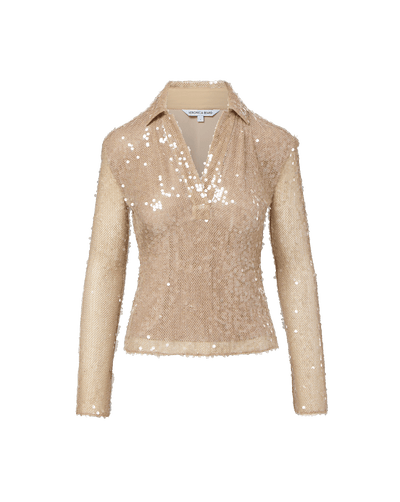 Veronica Beard Meryl Sequin Blouse - Champagne