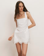 Shanice Lace-Trim Mini Dress in White