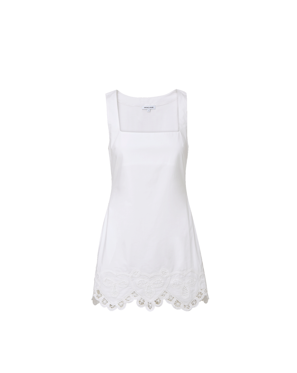 white dress with black lace trim Veronica Beard Shanice Lace-Trim Mini | Size:Medium (Fits size US 8/UK 12)(Fits Bust 37-38 inches; Waist up to 31-32 inches) evening night out and ties at the Long Sleeve Twirl Dress