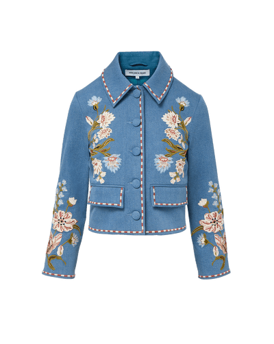 Veronica Beard Vikaria Embroidered Jacket - Sea Glare