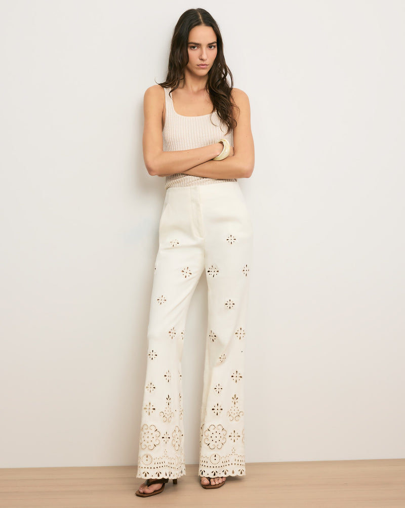 Veronica Beard Komi Eyelet Pant - Dove White
