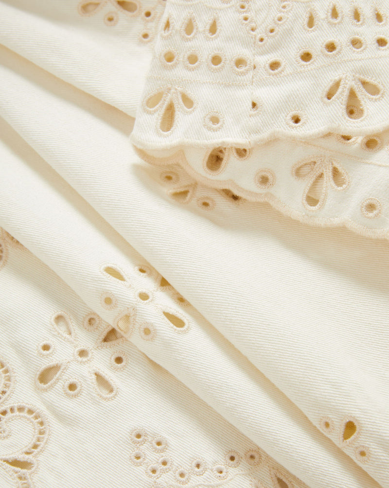 Veronica Beard Komi Eyelet Pant - Dove White