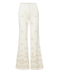 Veronica Beard Komi Eyelet Pant - Dove White