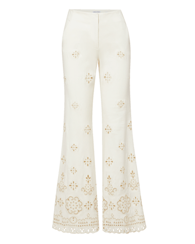 Veronica Beard Komi Eyelet Pant - Dove White