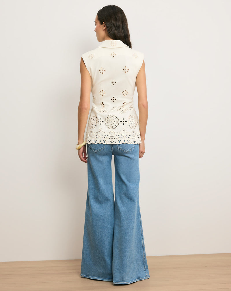 Veronica Beard Townes Eyelet Vest - Dove White