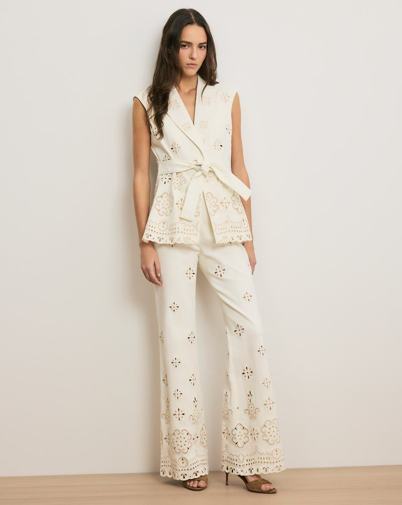 Veronica Beard Townes Eyelet Vest - Dove White