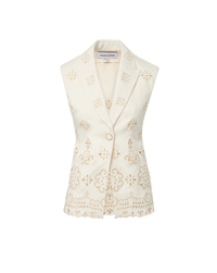 Veronica Beard Townes Eyelet Vest - Dove White