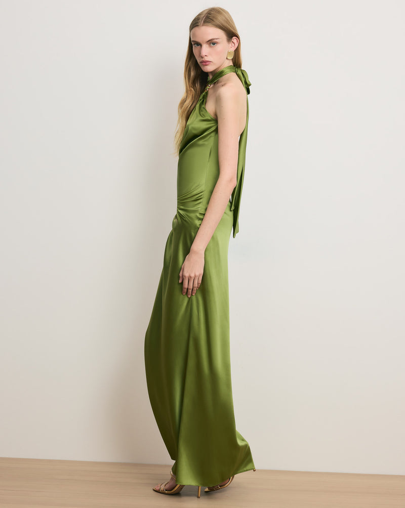 Veronica Beard Izaren Halter Maxi Dress - Cactus