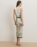 Veronica Beard Kaliza Scarf-Print Midi Dress - Light Pistachio Multi