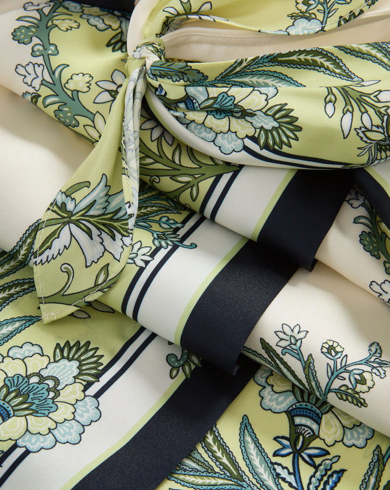 Veronica Beard Kaliza Scarf-Print Midi Dress - Light Pistachio Multi