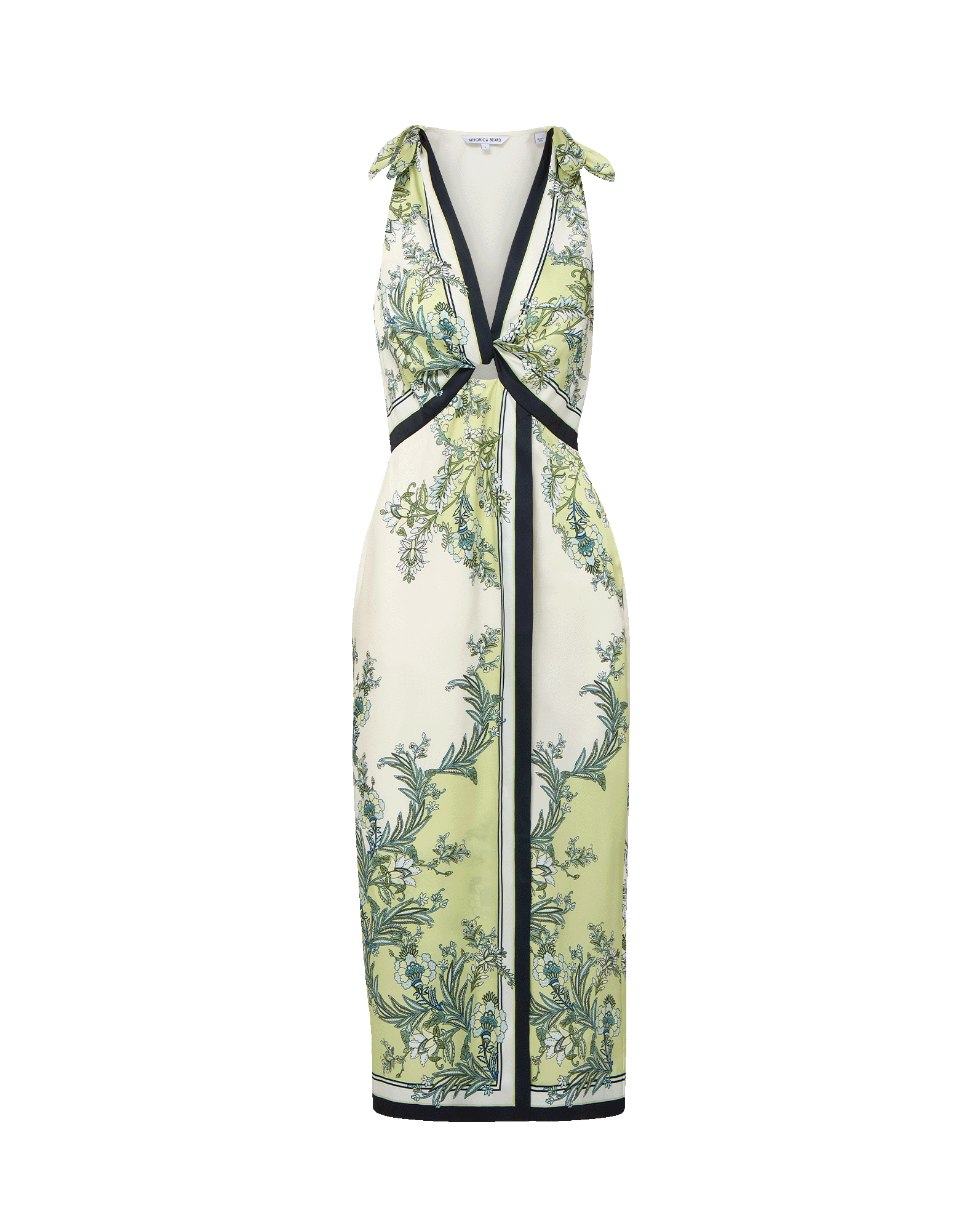 Kaliza Scarf-Print Midi Dress in Light Green Pistachio Multi | Veronica Beard Kaliza Scarf-Print Midi Dress in Light Green Pistachio Multi | Veronica Beard