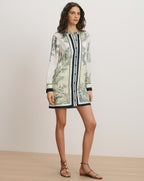 Veronica Beard Carstowe Scarf-Print Mini Dress - Light Pistachio Multi