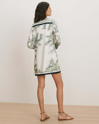 Veronica Beard Carstowe Scarf-Print Mini Dress - Light Pistachio Multi