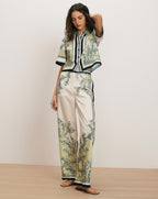 Veronica Beard Grigore Wide-Leg Pant - Light Pistachio Multi