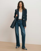 Veronica Beard Crosbie Slim Wide-Leg Jean - Bright Blue