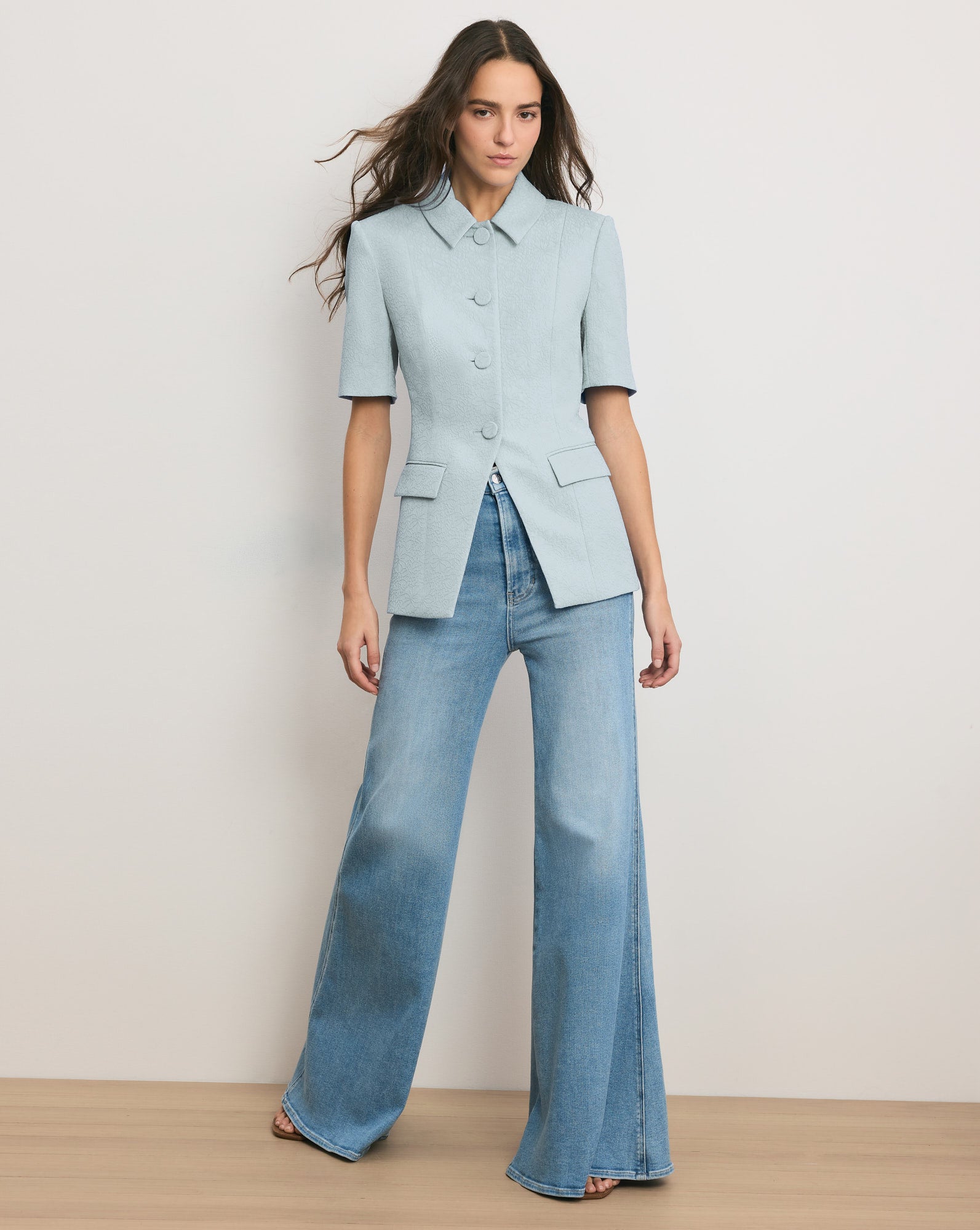 Bodie Jacquard Jacket in Blue Stream | Veronica Beard