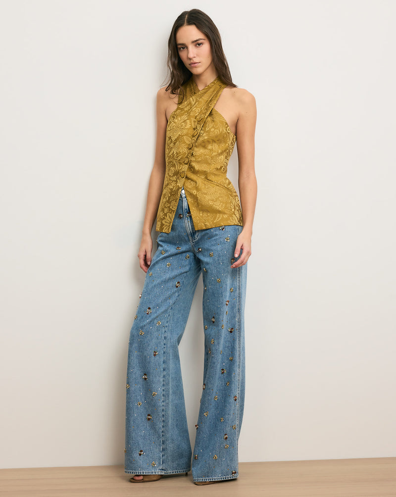 Veronica Beard Pacey Halter Top - Gold Ochre