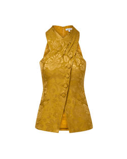 Veronica Beard Pacey Halter Top - Gold Ochre