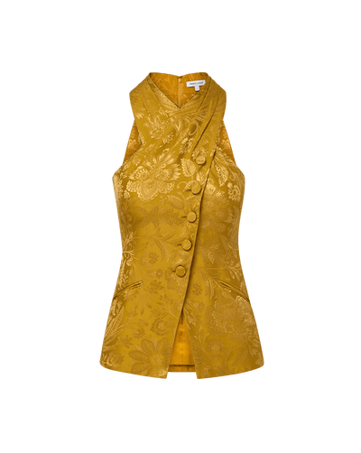 Veronica Beard Pacey Halter Top - Gold Ochre