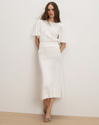 Veronica Beard Cazian Knit Midi Skirt - Off-White