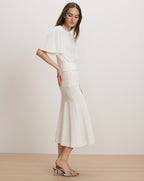 Veronica Beard Cazian Knit Midi Skirt - Off-White