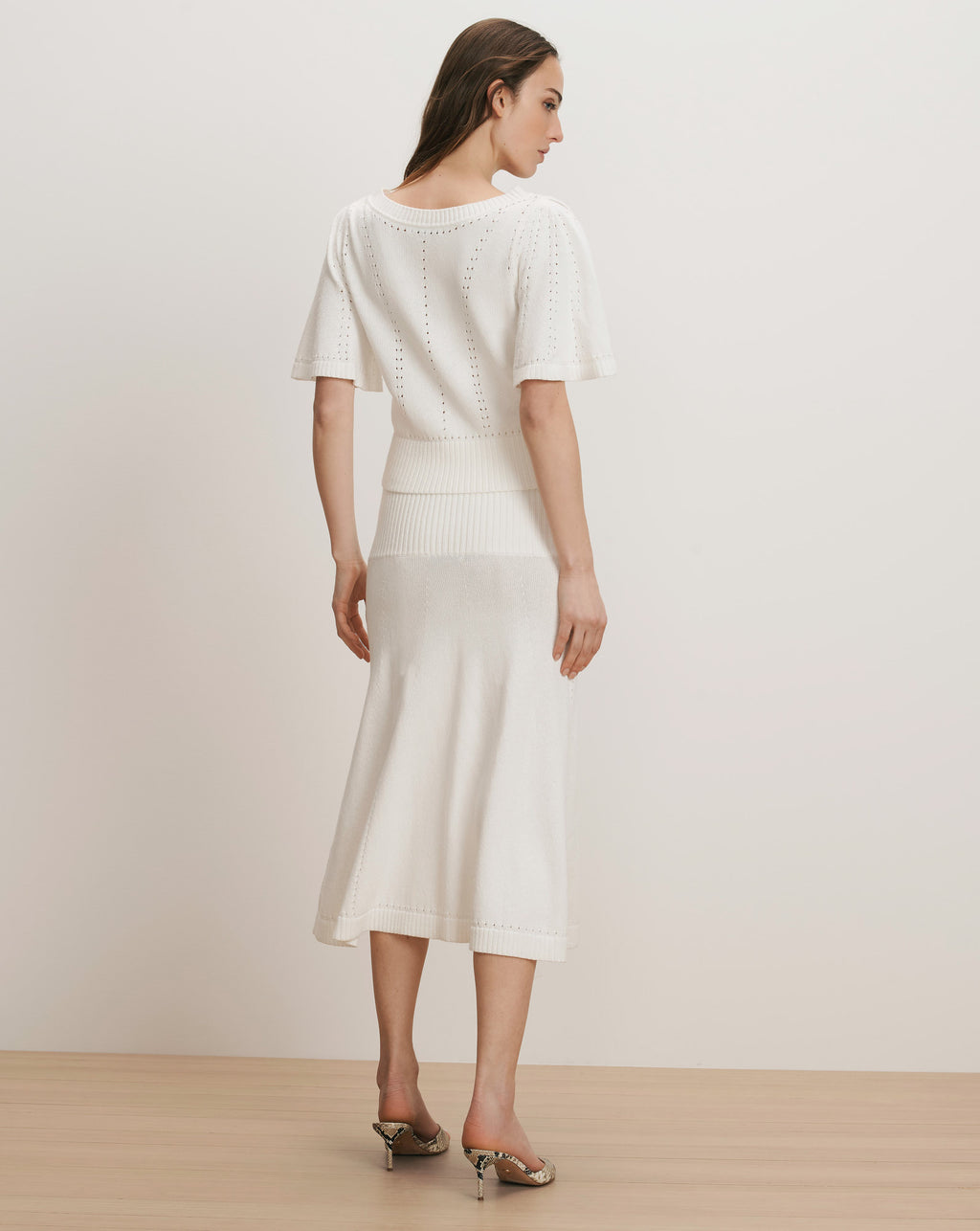 Veronica Beard Cazian Knit Midi Skirt - Off-White