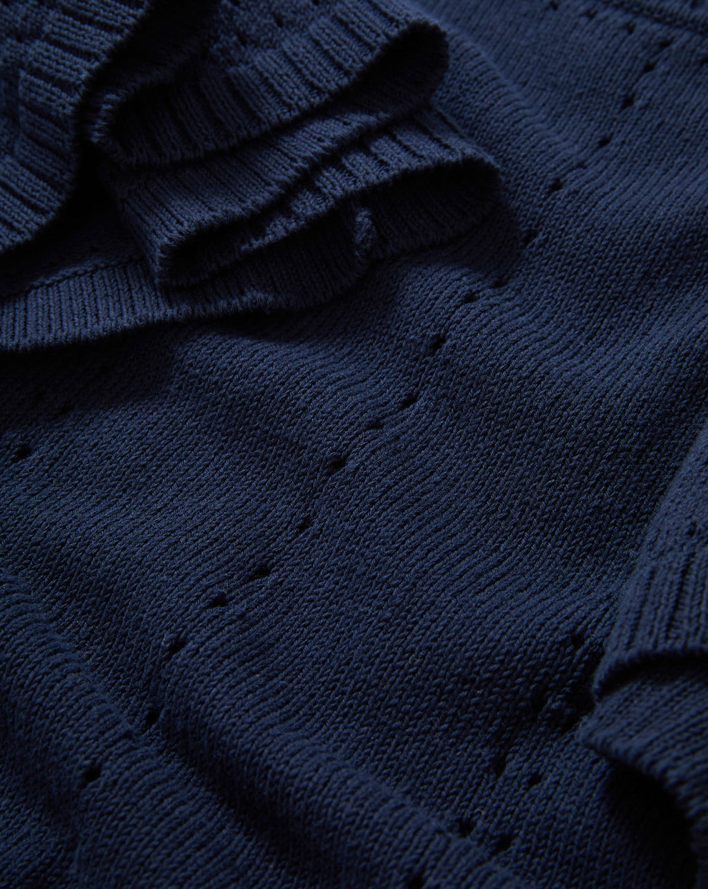 Veronica Beard Rhennan Pointelle Knit Top - Navy