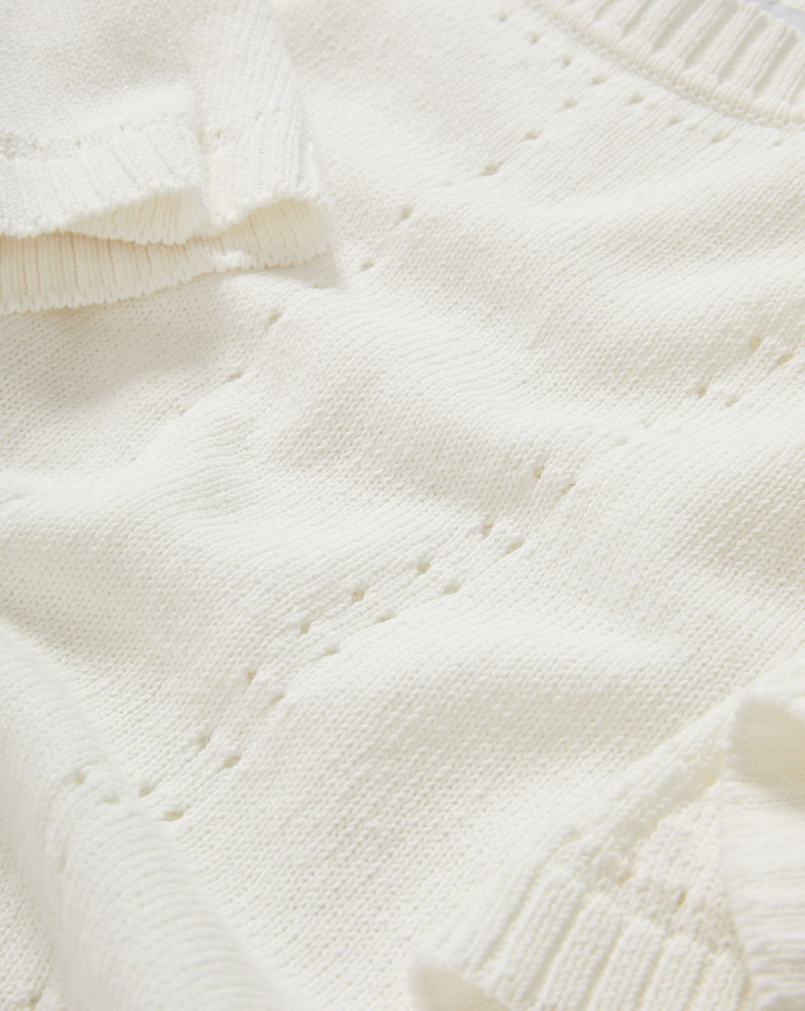 Veronica Beard Rhennan Pointelle Knit Top - Off-White