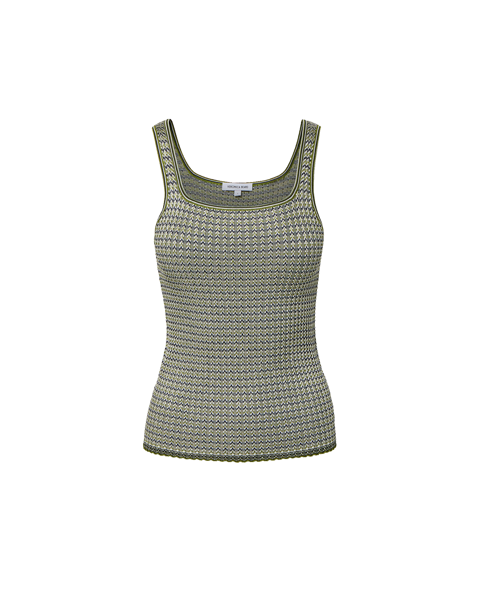 Veronica Beard Sandra Knit Tank Top Navy/Cactus/Off-White