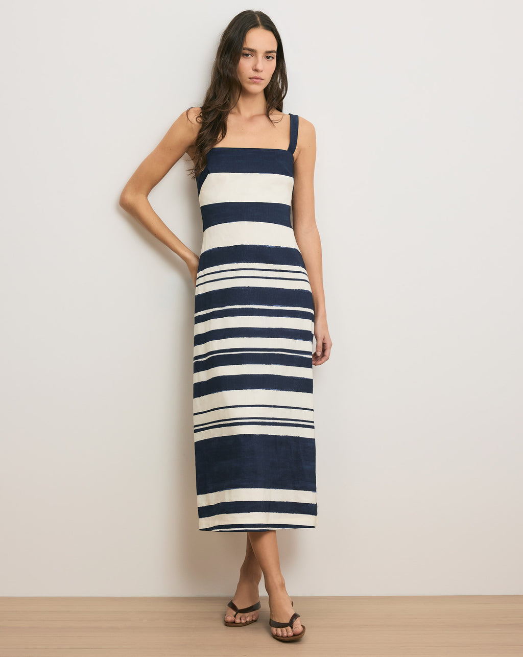 Veronica Beard Ella Striped Midi Dress | Navy|Dove White | Size 4 Veronica Beard Ella Striped Midi Dress | Navy|Dove White | Size 4