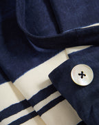 Veronica Beard Ella Striped Linen Midi Dress - Navy/Dove White