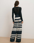 Veronica Beard Heron Crossover Waistband Pant - Navy/Dove White