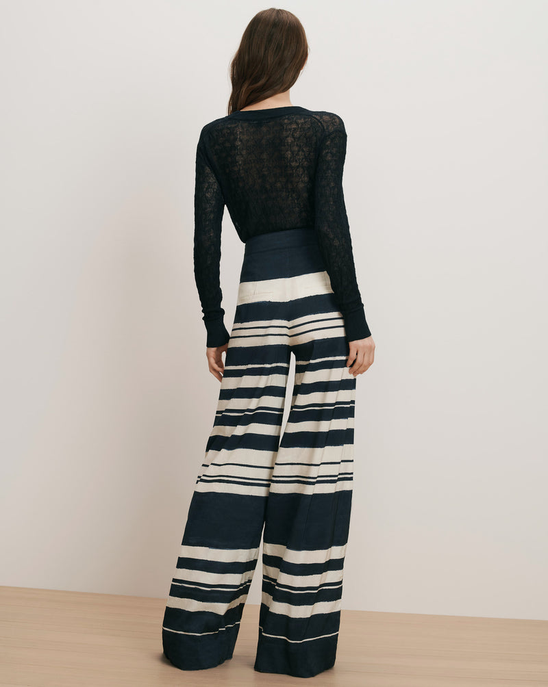 Veronica Beard Heron Crossover Waistband Pant - Navy/Dove White