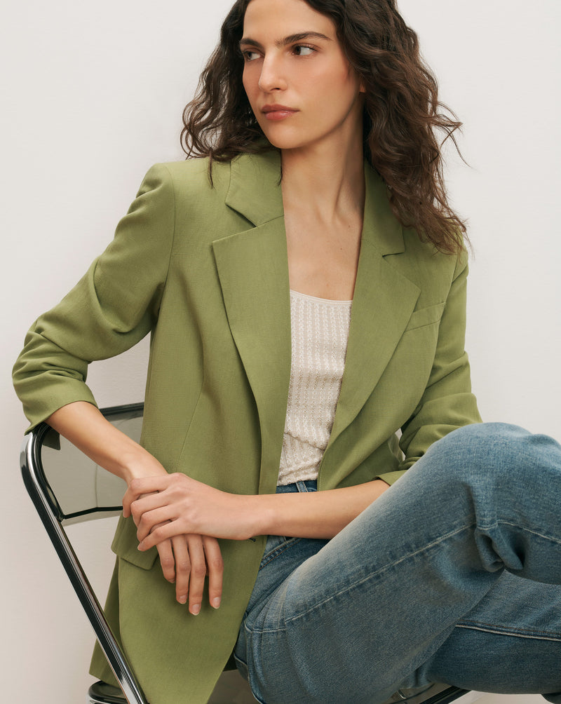 Veronica Beard McGowan Linen Dickey Jacket - Cactus