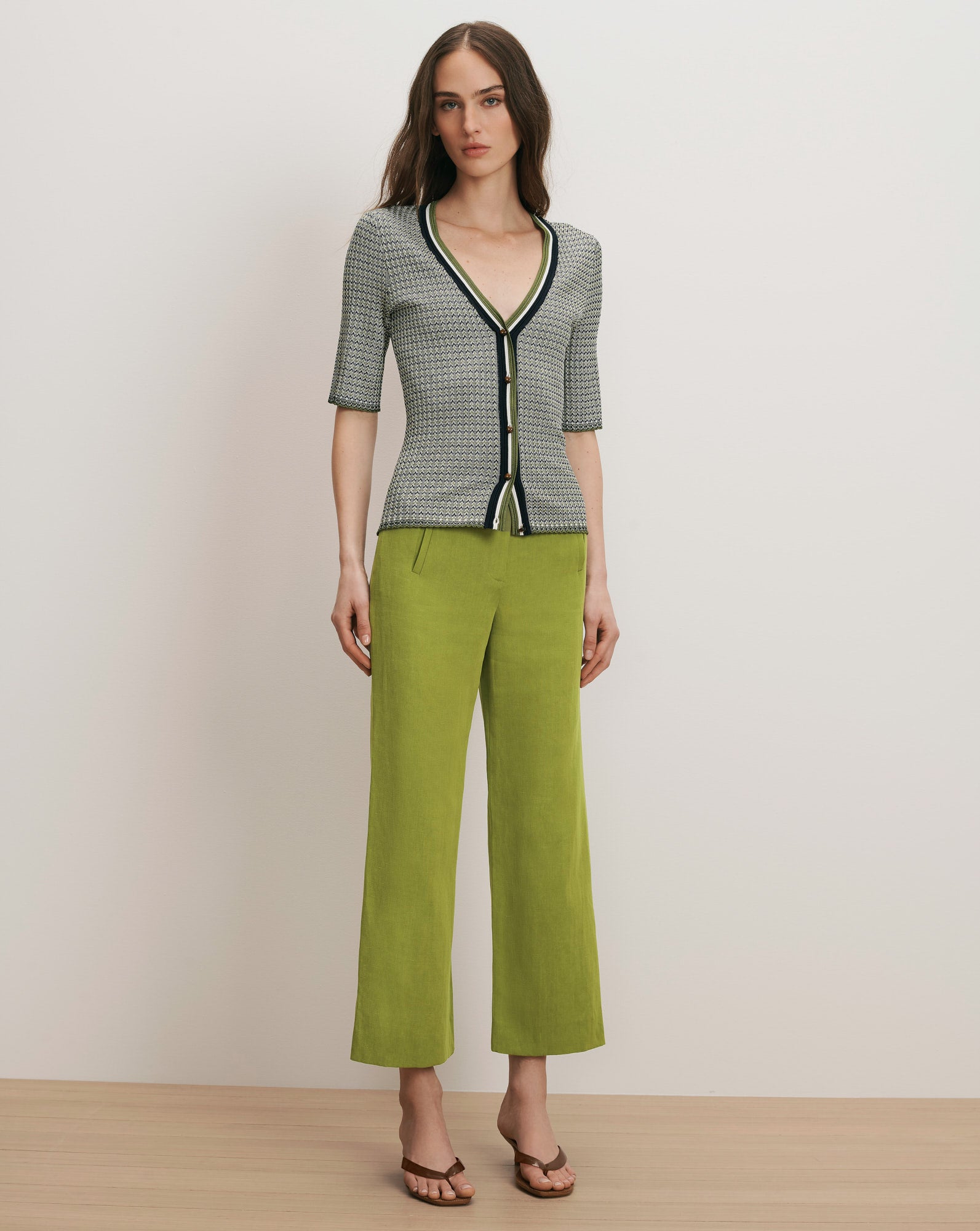 Veronica Beard Dova Wide-Leg Linen Pant - Cactus