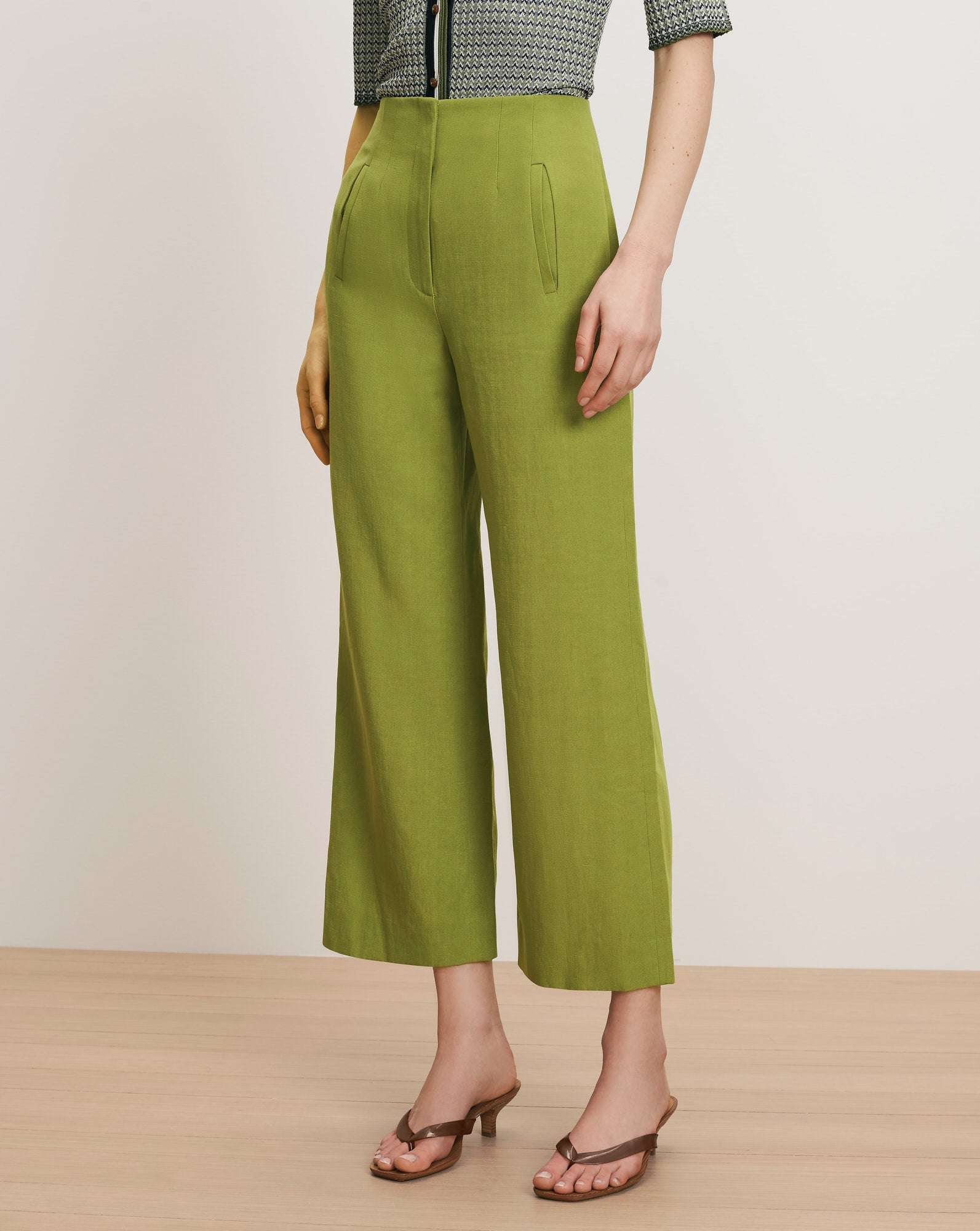 Dova Wide-Leg Linen Pant in Cactus | Veronica Beard