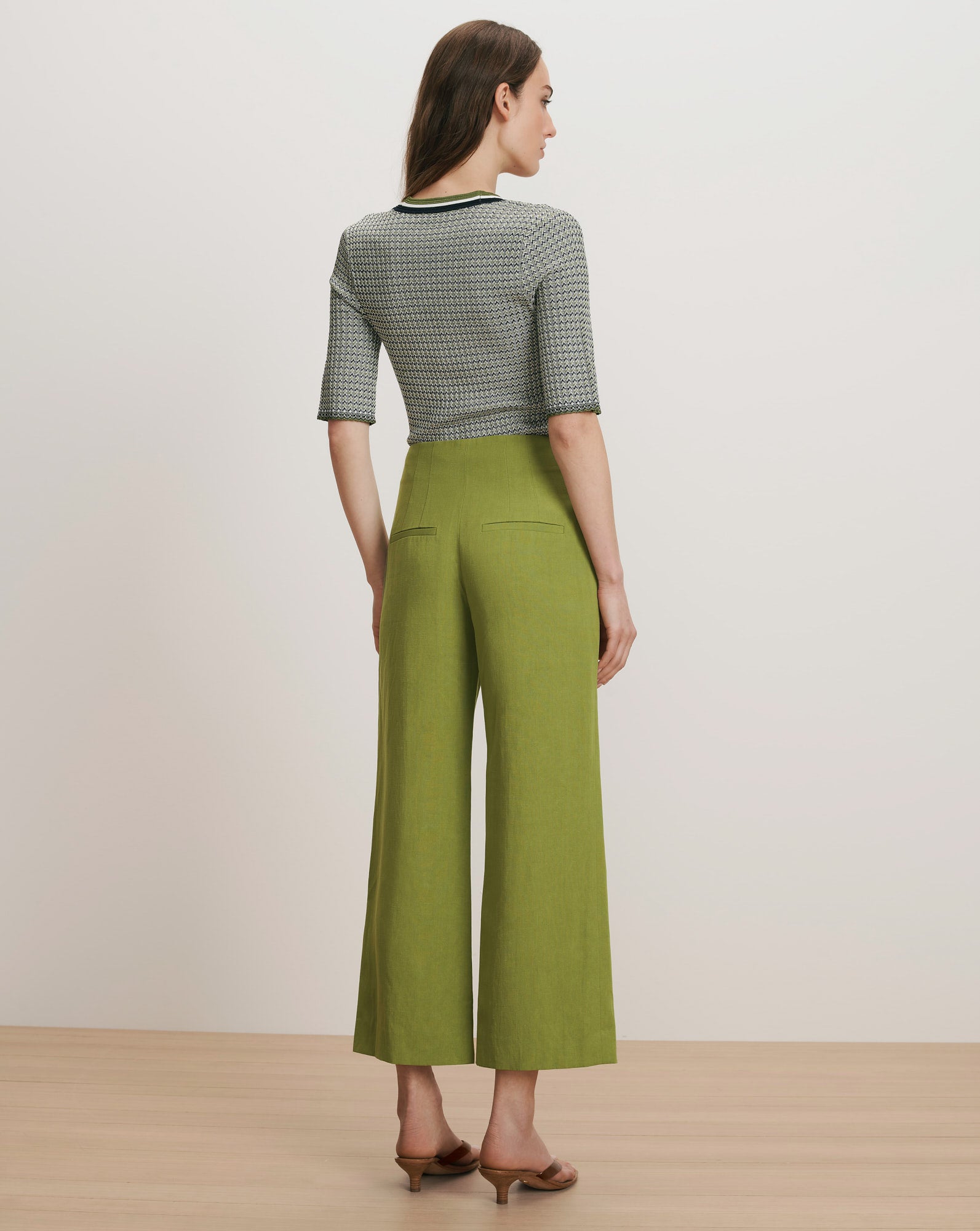 Dova Wide-Leg Linen Pant in Cactus | Veronica Beard
