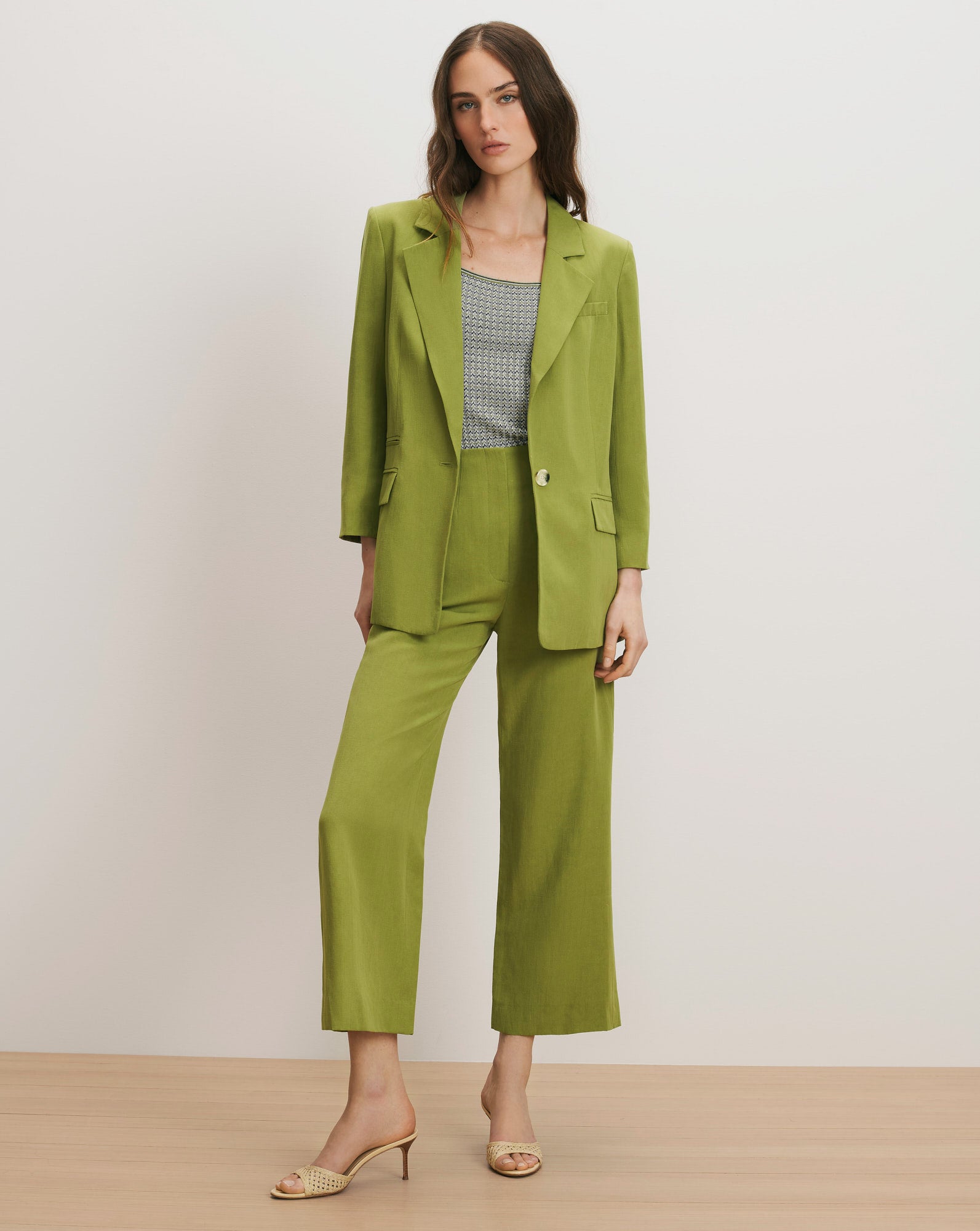 Dova Wide-Leg Linen Pant in Cactus | Veronica Beard