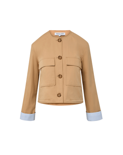 Veronica Beard Gala Cropped Utility Jacket - Khaki